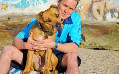 Bondi Rescue Andrew Reid and his dog, Muggsy
