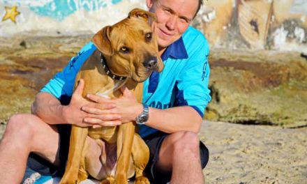 Bondi Rescue Andrew Reid and his dog, Muggsy