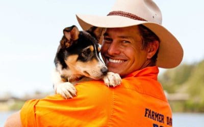 Farmer Dave works with his dog, Matilda