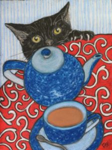 Tasmanian artist Felicity Edwards and her feline muse